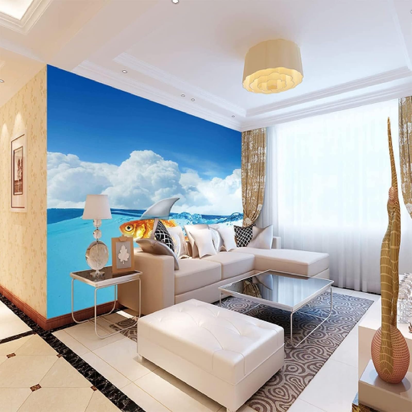 3D Murale Moderno Camera Da Letto Acqua Animale Pesce Paesaggio Camera Da Letto Divano Tv Wallpaper-250Cm×170Cm