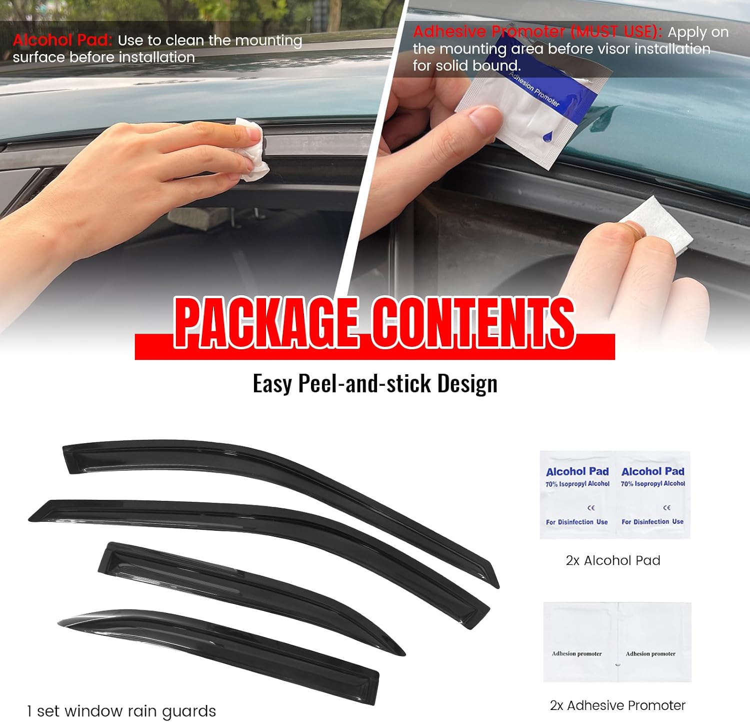 Window Visor Compatible with 1994-1997 Honda Accord 4 Door, Slim Style Acrylic Smoke Tinted & Semi-Transparent Sun Rain Wind Guards Shield Vent by IKON MOTORSPORTS, 1995 1996