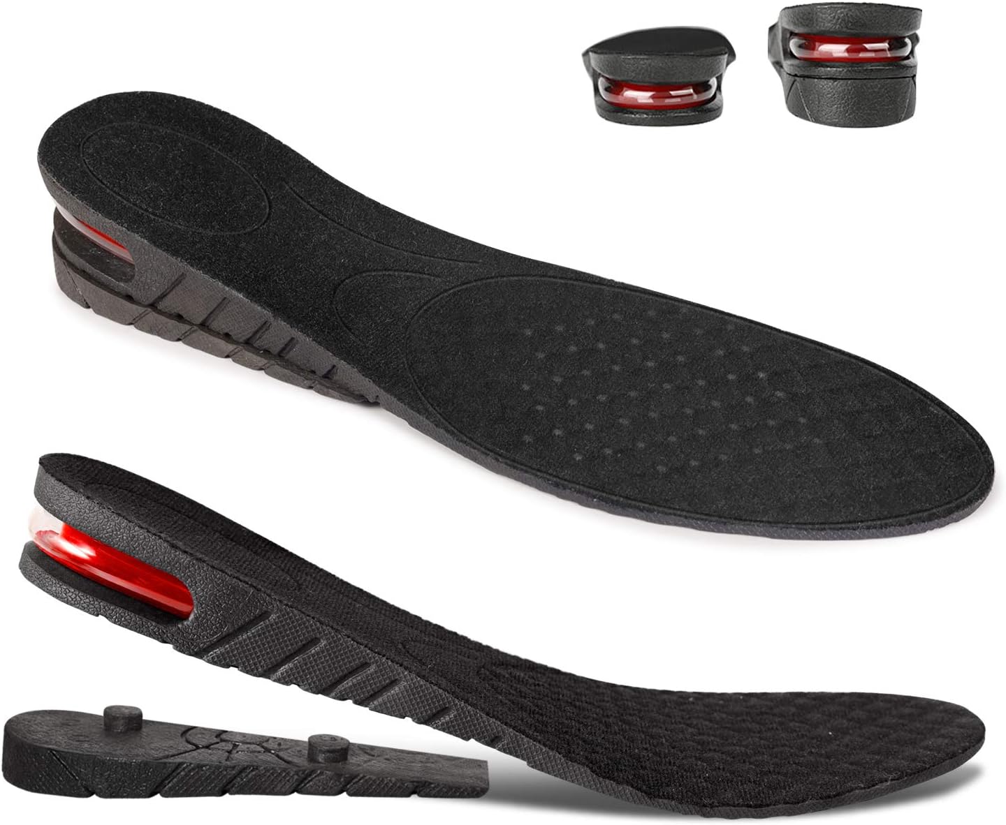 NTSWZYS Shoe Lifts for Men & Women Orthotic Heel Shoe Lifts Kit with Air Cushion Heel Inserts Invisible Height Increase Insoles Variable Height 1.2-3.54Inch(2Layer,Black)
