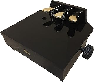 Wood Adjustable Piano Pedal Extender Bench in Ebony with 3 Pedals