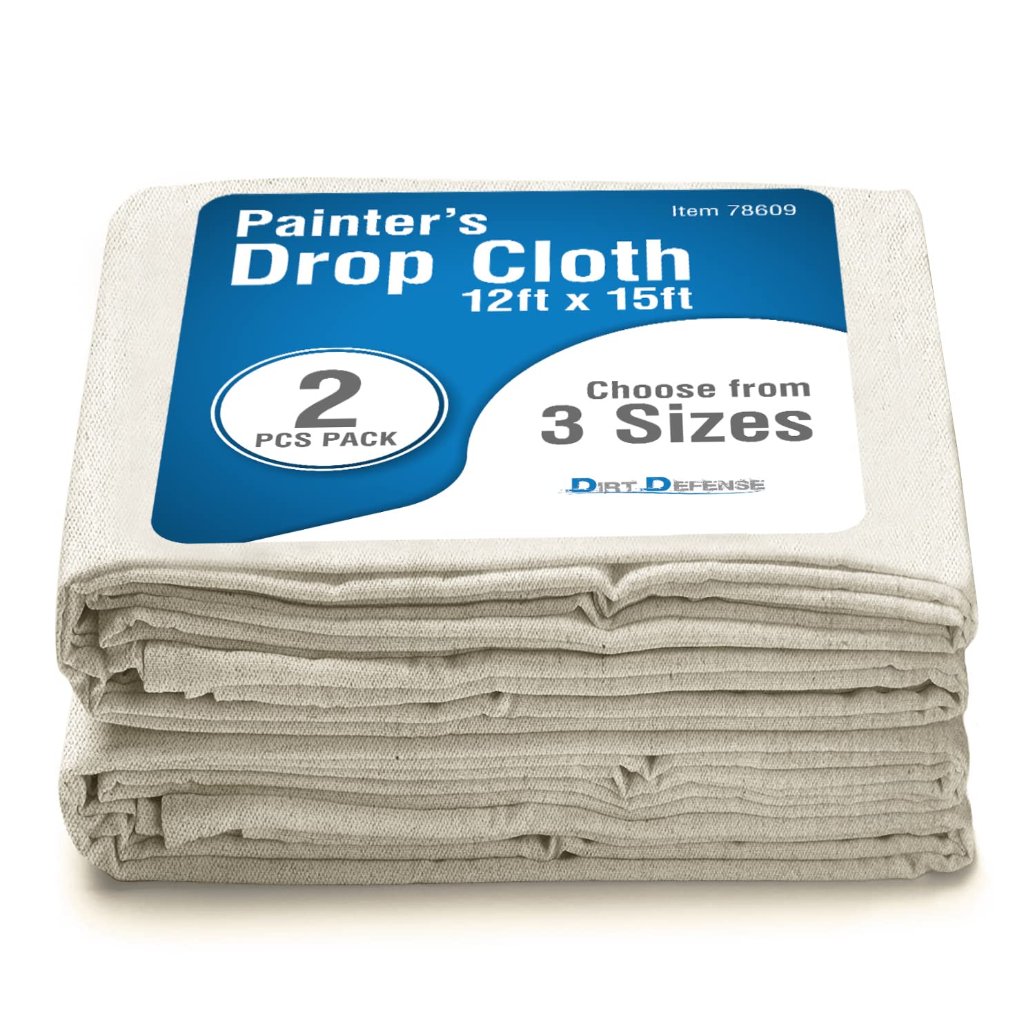 dirt defense canvas drop cloth cotton tarp large canvas tarp for art supplies, drop cloths for painting supplies/paint canvas fabric and furniture cover from paint (12ftx15ft pack of 2)