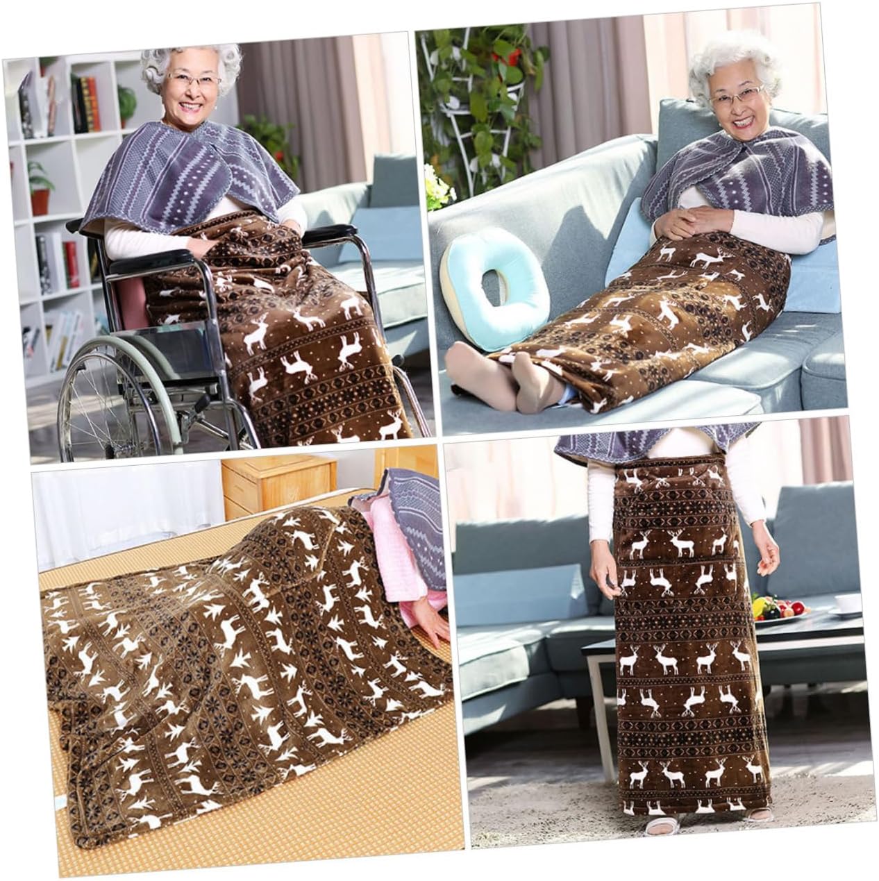 Mikinona Skin-Friendly Wheelchair Blanket Throw for Bed Office Travel Elderly Winter Nursing Home Care