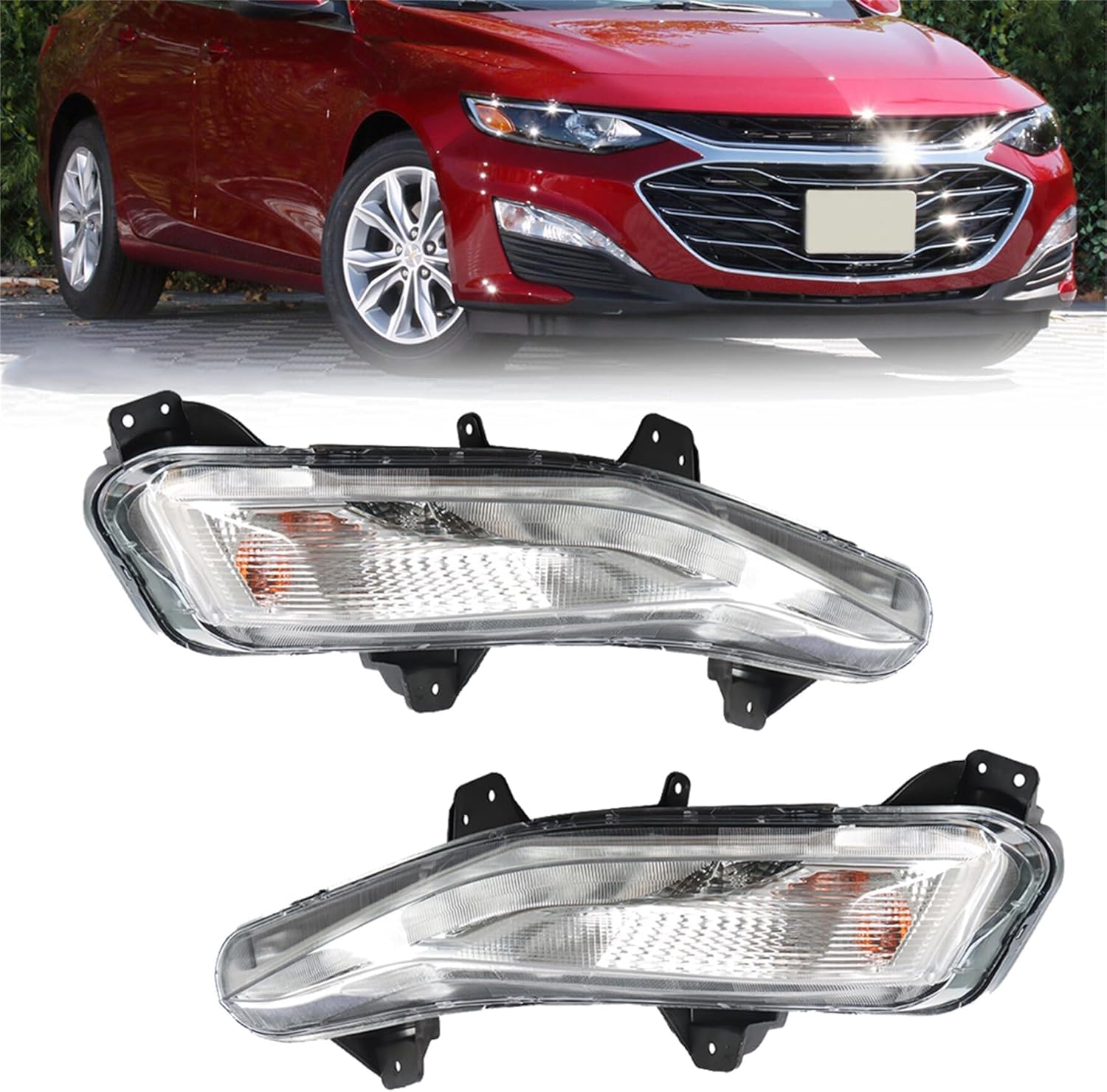 munirater 2-Pack Bumper Turn Signal Lights w/DRL Fog Lamps Assembly Left + Right Replacement for Malibu 2019-2022 84575553 84575552 GM2562117 GM2563117