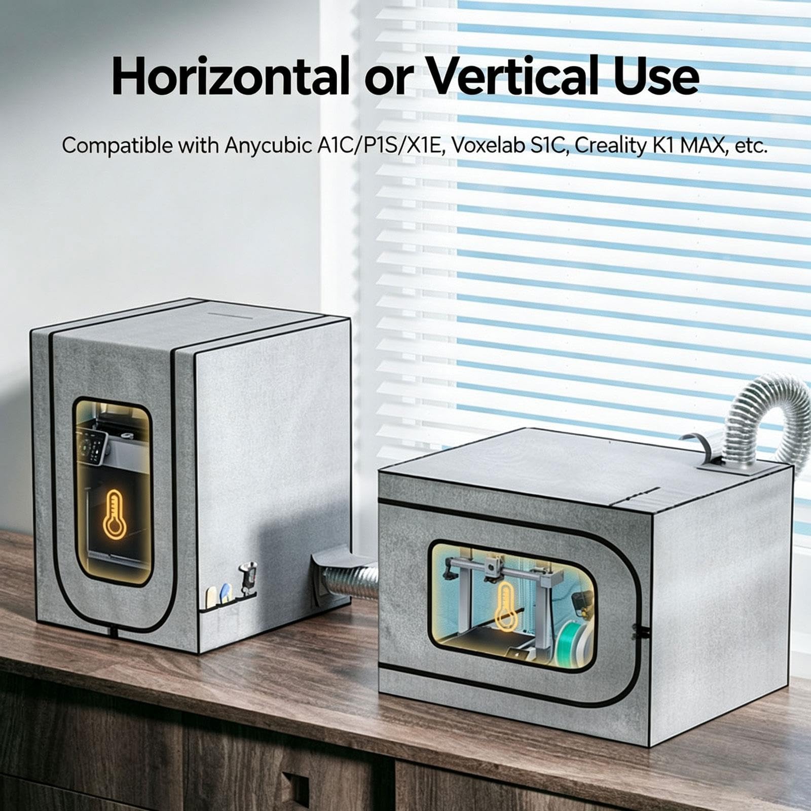 Custodia for Stampante 3D con Kit di Ventilazione, Luce LED, termoigrometro