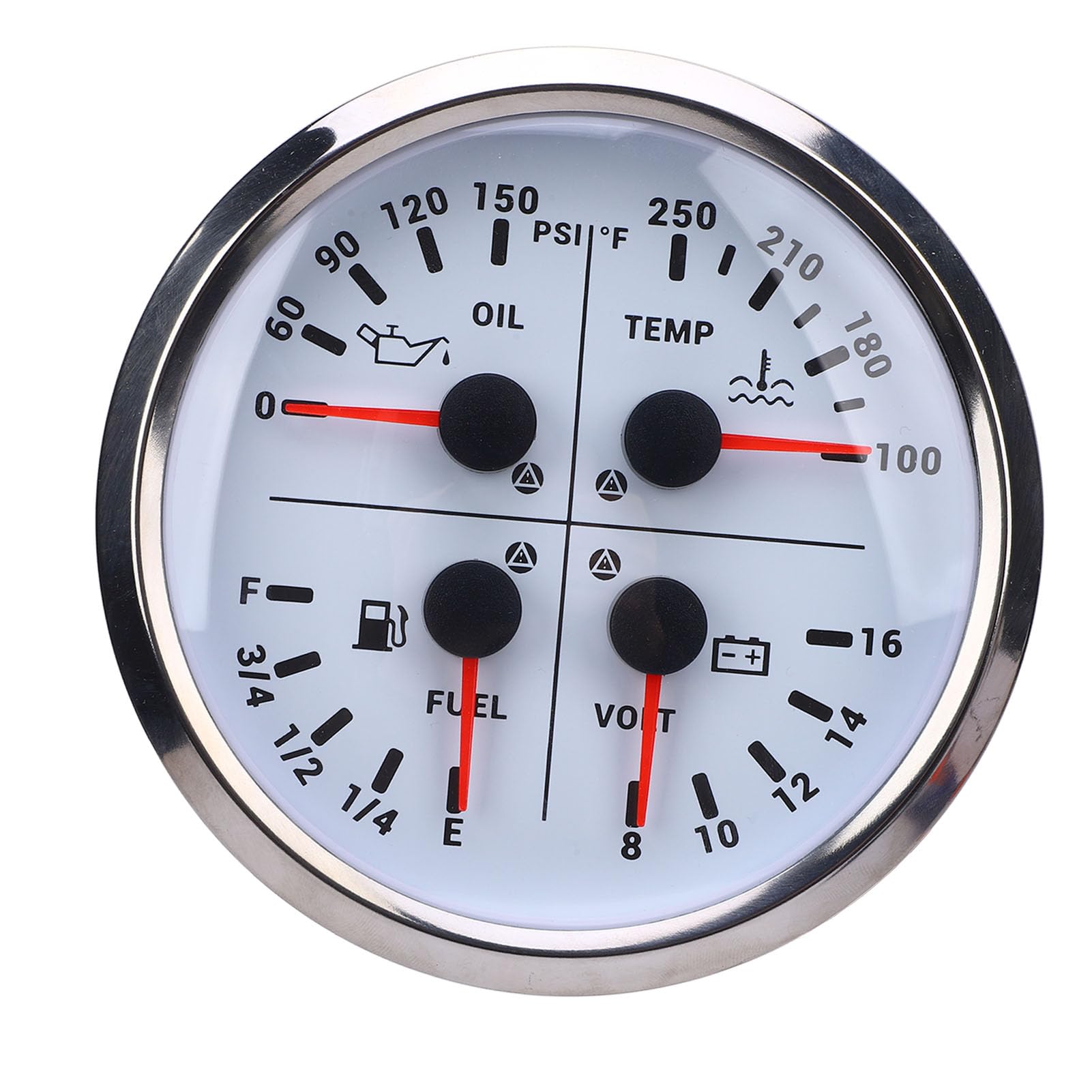 Jauge Multifonction 110 mm 4 en avec Affichage LED Pression d Huile Niveau de Carburant Temp rature d Eau 100 250 Voltm tre 8 16 V pour Camping Car Bateau Camion