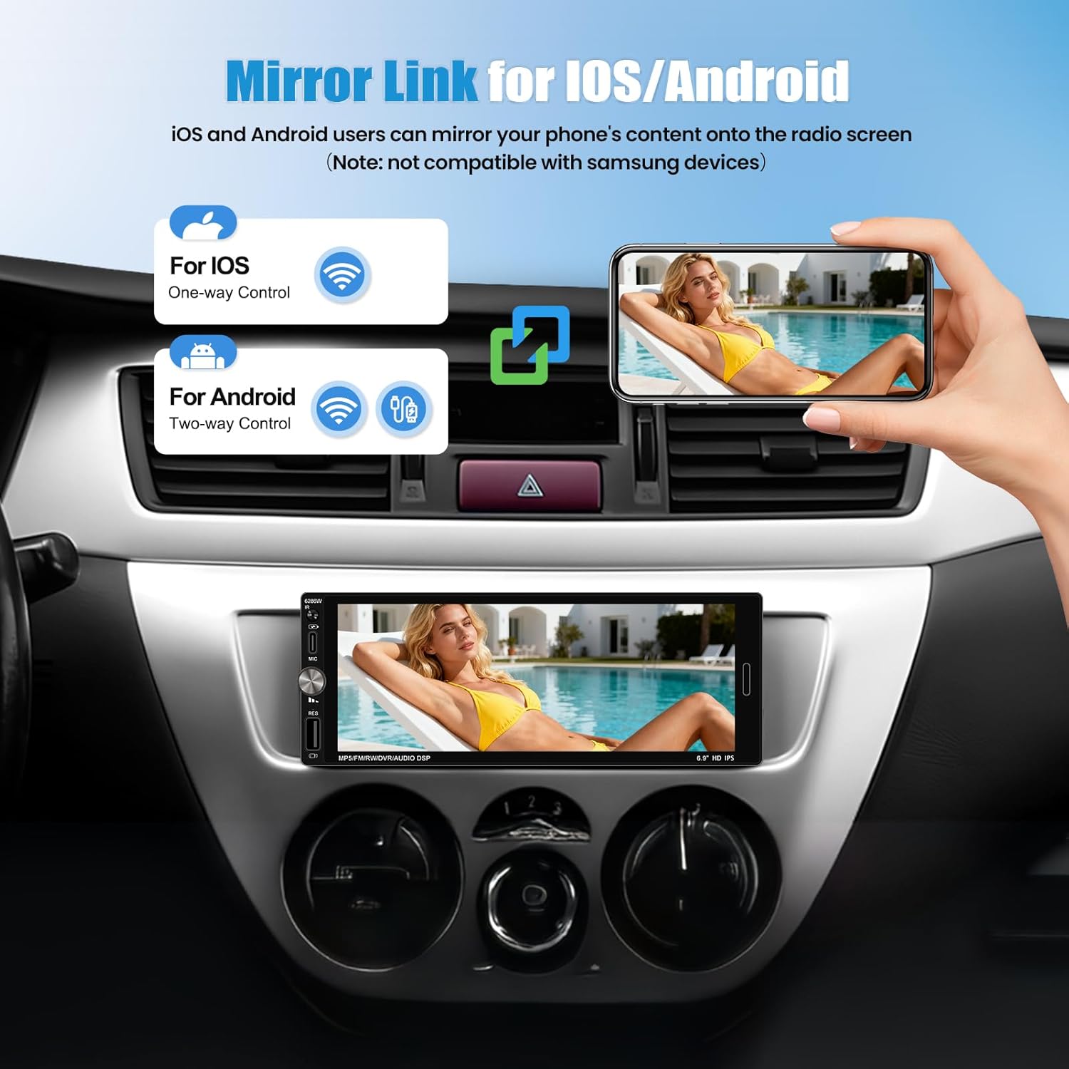 SIXWIN Car Stereo P2 Mirror Link feature
