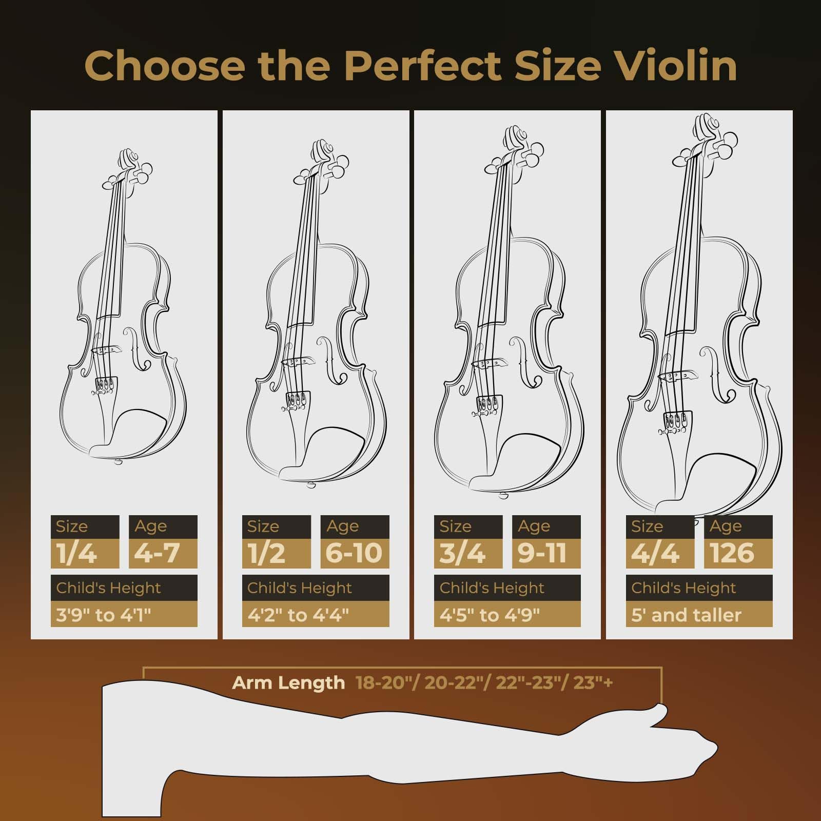 Vangoa Violon Acoustique 4/4 Fabriqué à la Main avec Étui Rigide Léger pour Débutants Adolescents Adultes Droitiers
