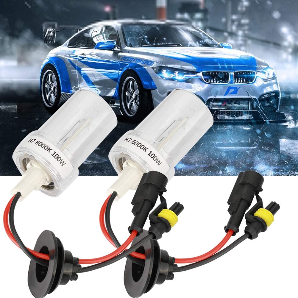 KIMISS Bright Xenon Light, 2Pcs 100W H7 6000K High Brightness Car Xenon Headlight Head Lamp Ampoules de rechange