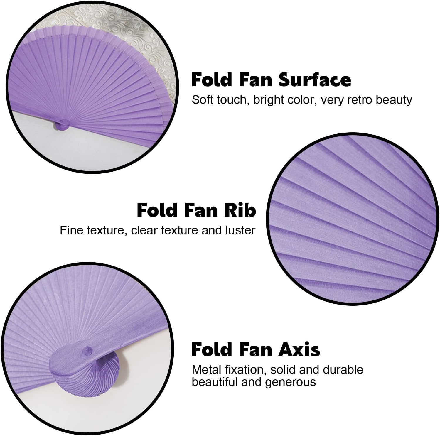 9 Inch Silk Handheld Fan Foldable with Wooden Handle