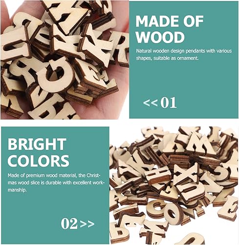 Miniatura 6 de MAGICLULU Letras del alfabeto de madera, 100 letras pequeñas del alfabeto de madera de 0.60.591in, letras de madera sin terminar, mini símbolos de