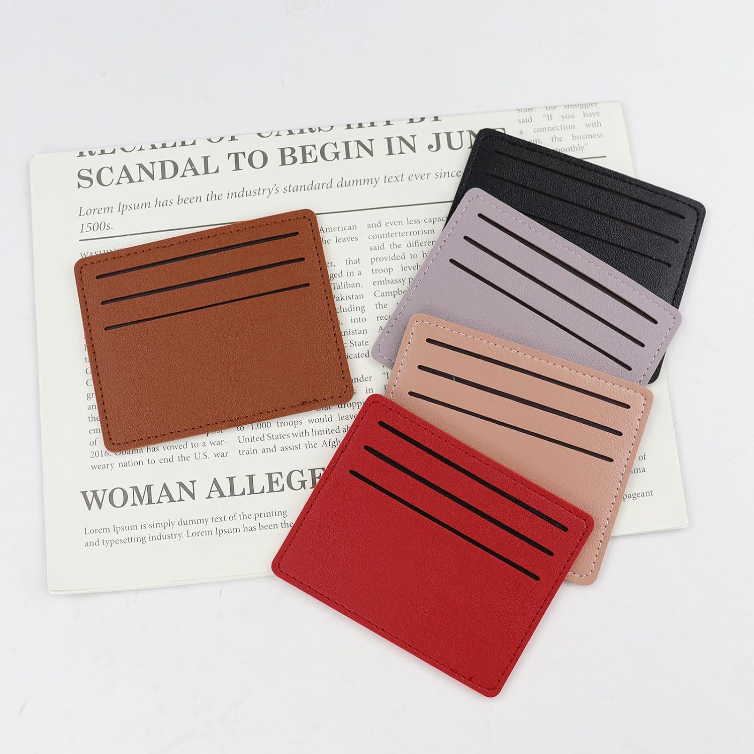 Andiker 5Pcs Credit Card Holder Wallets, Slim Minimalist Front Pocket Wallet with 6 Card Slots for Women Men