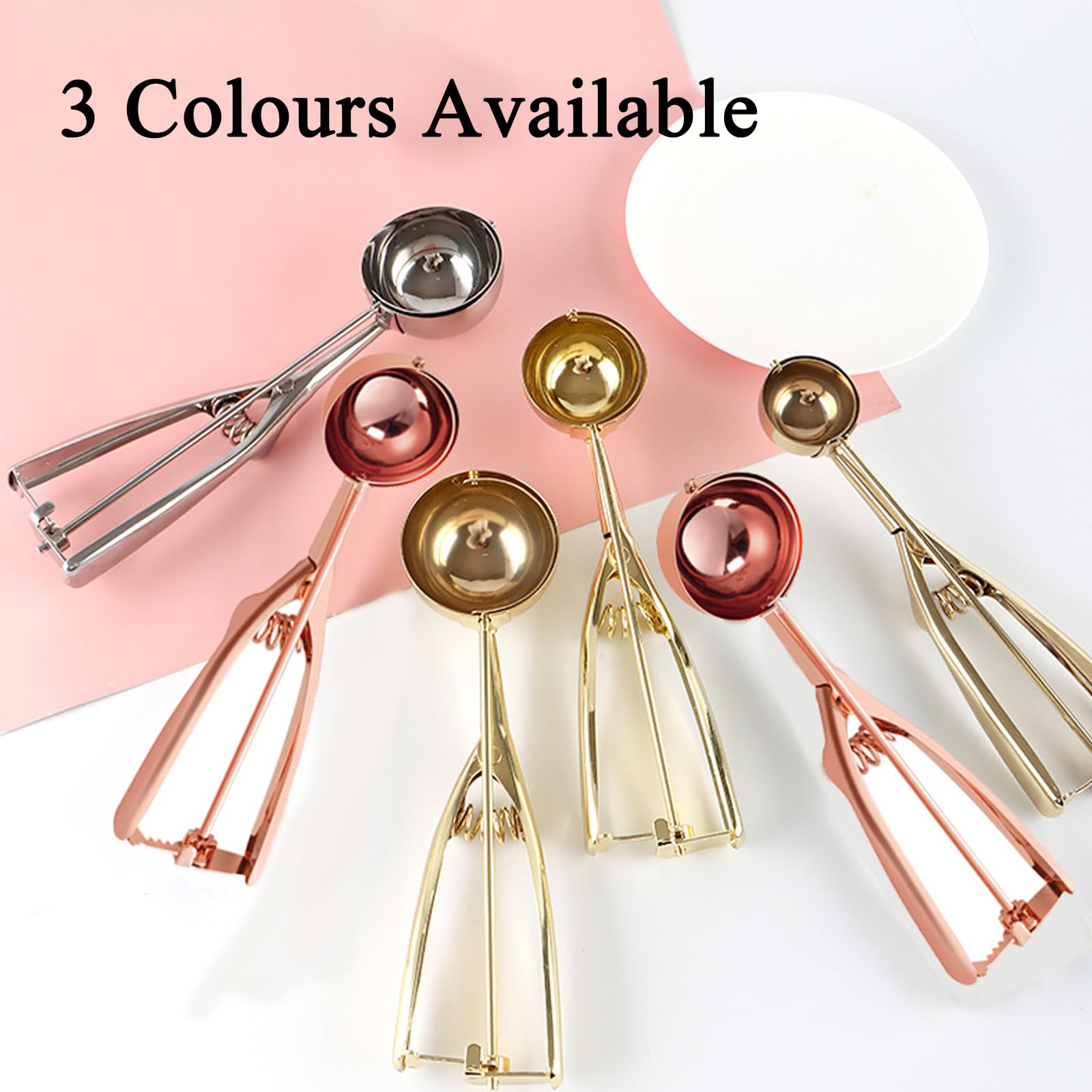 ZYHUI Ice Cream Scoop 304 Stainless Steel Cookie Scoops for Baking Melon Baller with Easy Trigger 3 Sizes (Silver, M) - Image 4