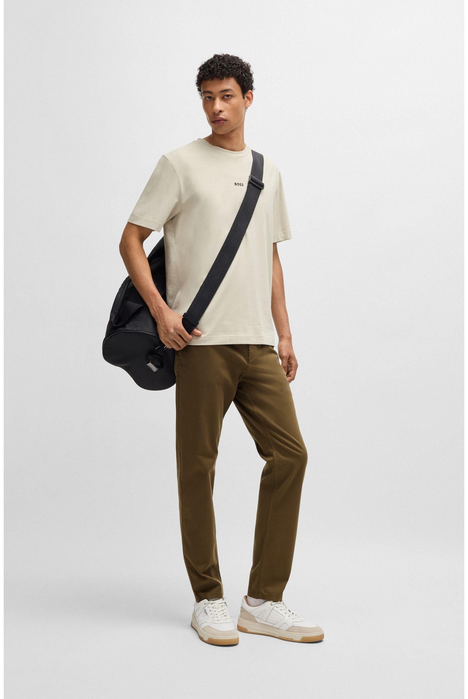 BOSS Herren Chino Tapered Tapered-Fit Chino aus elastischem Baumwoll-Satin