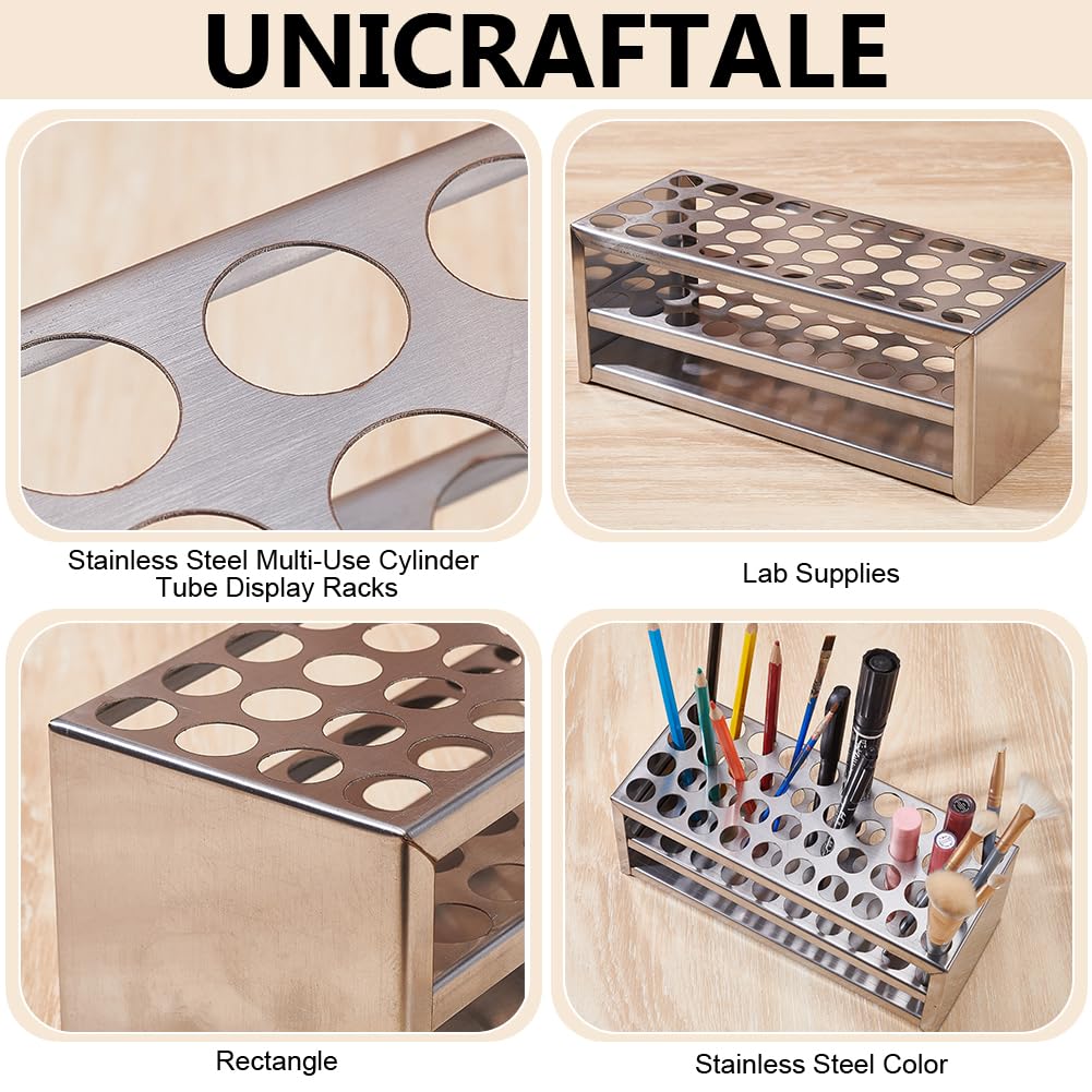 UNICRAFTALE 1Pcs Support de Tubes à Essai Acier Inoxydable Porte Tubes à Essai Portoir pour Tubes à Essai Supports de Présentation de Tubes Cylindriques Multi Usages Fournitures de Laboratoire 18mm