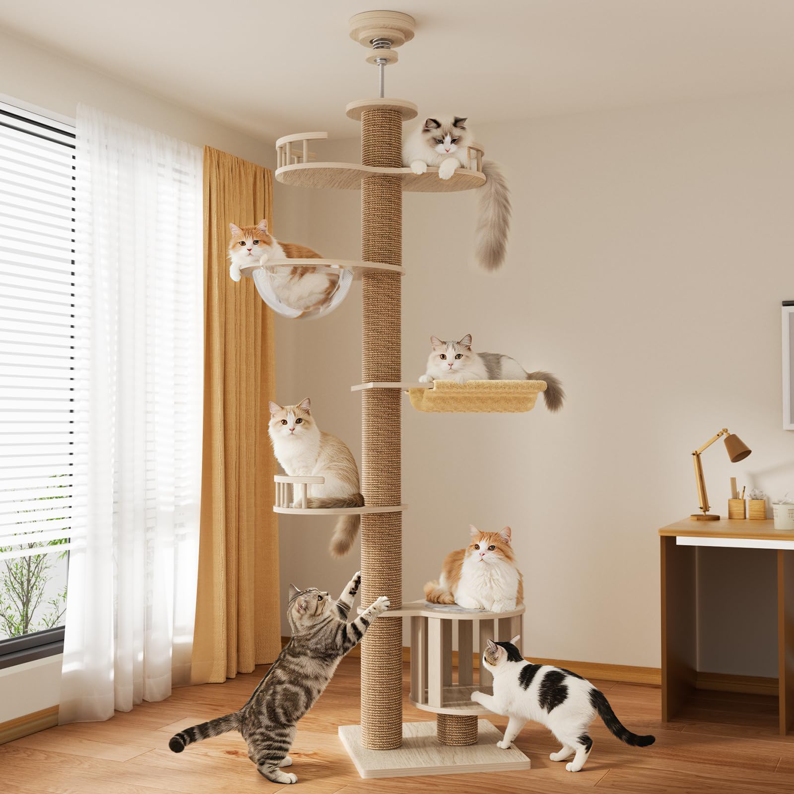 Amazon | [ChicKone] キャットタワー 突っ張り 木製 高さ200~290cm