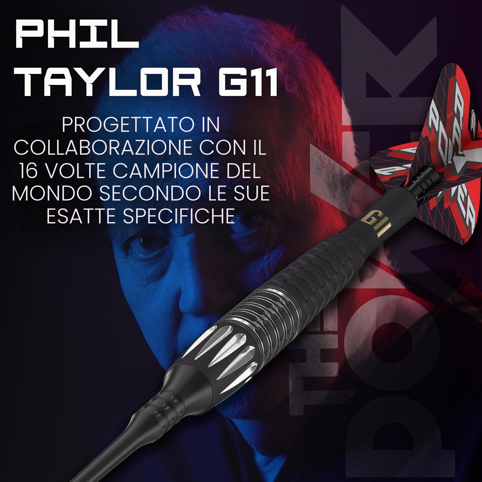 Target Darts Phil Taylor Gen 11 Power 9-Five Soft Tip Darts, 95% Tungsten Raw Power G11 | Freccette Phil Taylor Generation 11, Set di Freccette in Edizione per Giocatori con Punte Pixel