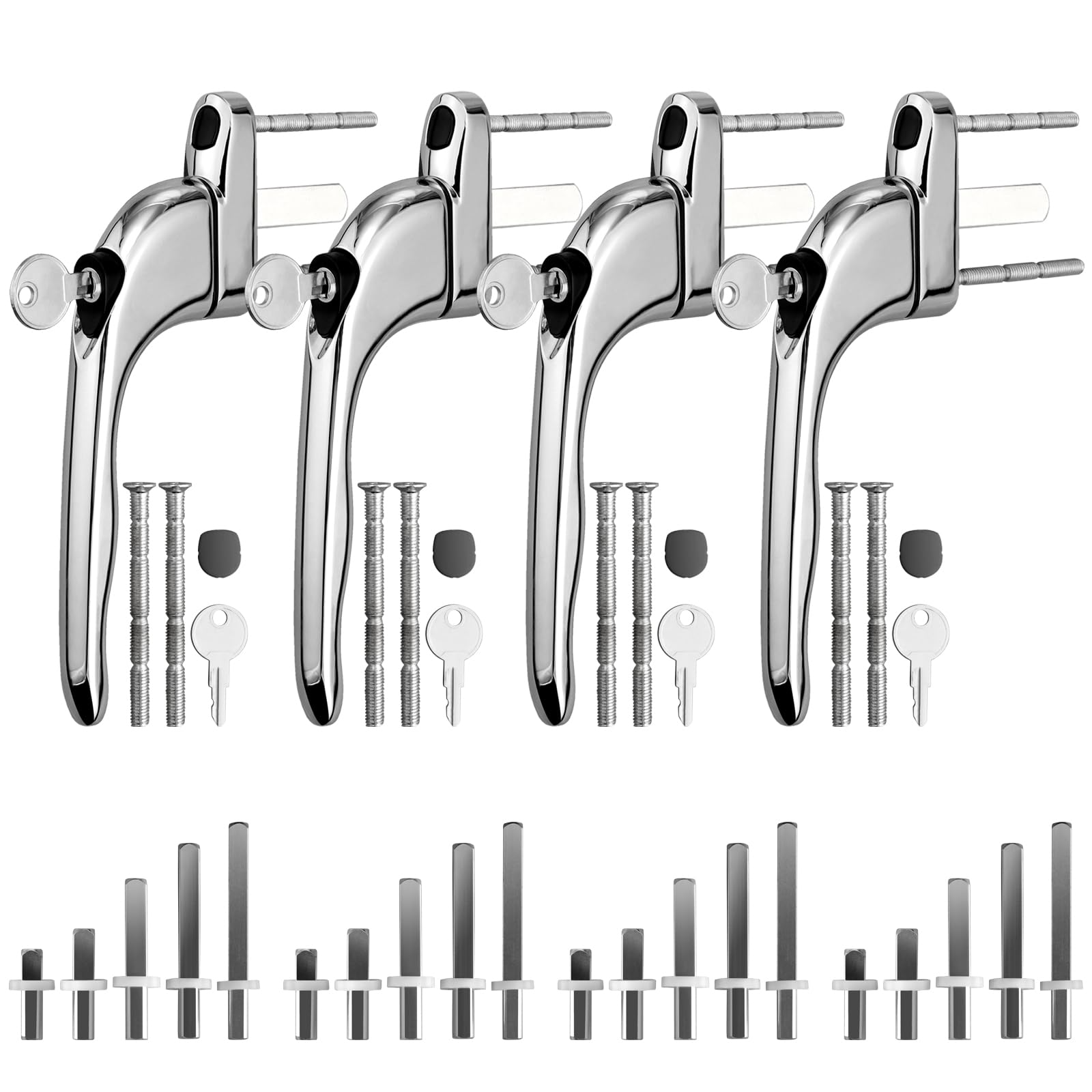 Poignée de fenêtre en ligne en aluminium chromé Neoteck universelle pour double vitrage x4