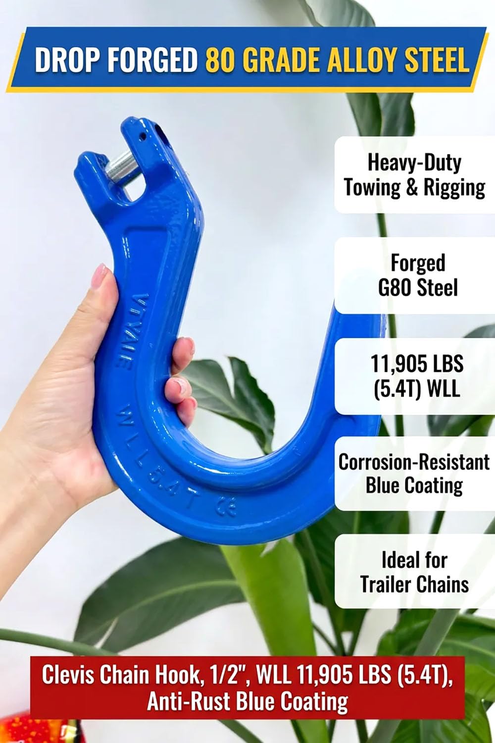Heavy Duty G80 Clevis Hooks - 5.4t 2 Pack -3