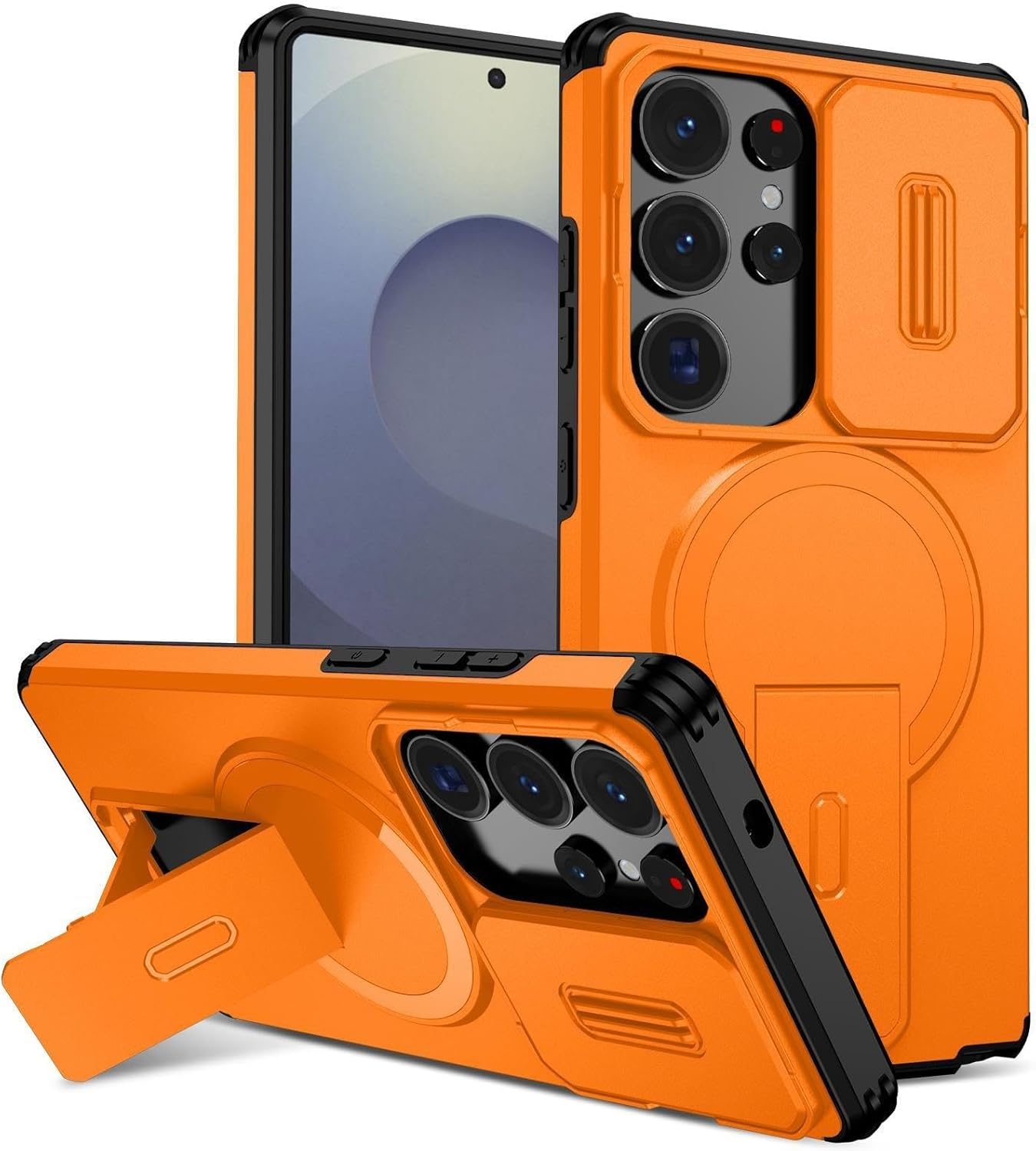 Magnetic Frosted Case for Samsung Galaxy S26/S26 Plus/S26 Ultra, Shockproof Protection with Folding Kickstand & Camera Lens Cover(Green,S26 Ultra)