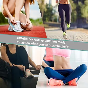 BIOAUM Women's Cotton Athletic Ankle Socks, Cushioned for Running, 6 Pairs