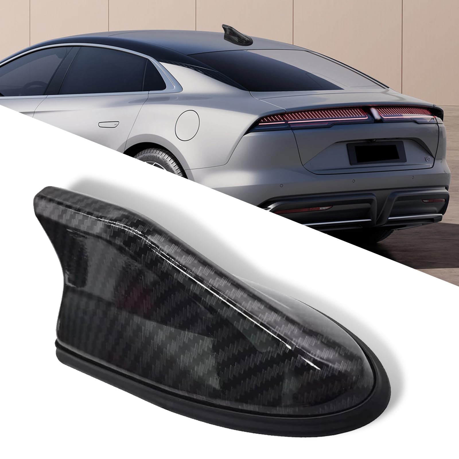 1 PC Car Shark Fin Antenna, Smooth Lines No Punching Installation Design Signal Reception Decorative Antenna, Modification Replacement Accessories, for Most Car Models (Carbon Fiber Black)