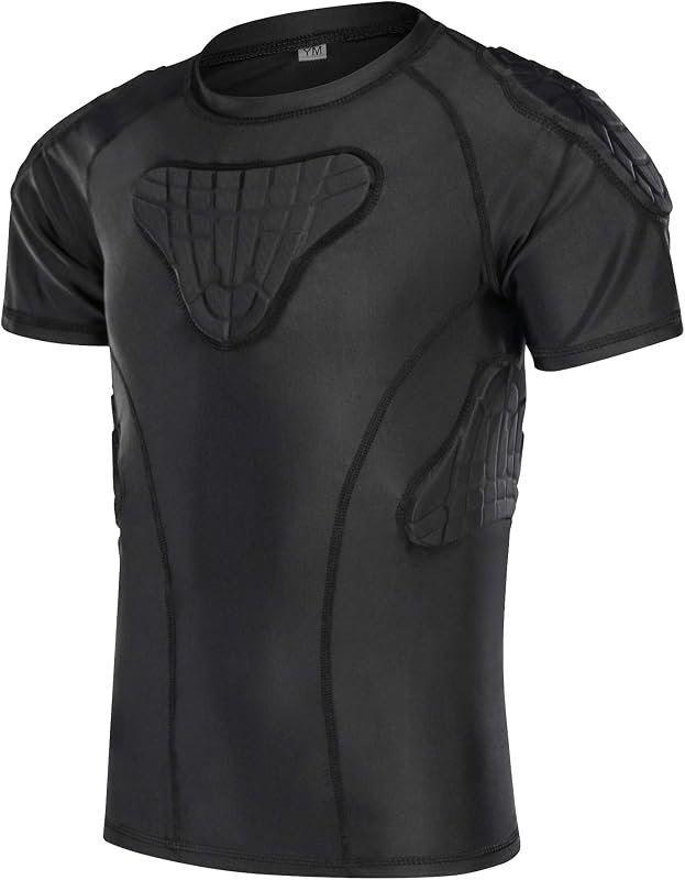 Padded Shirt Youth Boys Padded Compression Sports Protective T-Shirt Kids Rib Chest Guard for Football Baseball Basketball