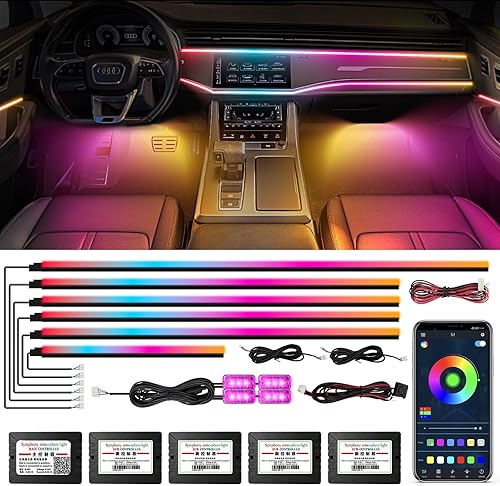 Miniatura 39 de Nueva versión Dreamcolor acrílico luces interiores del coche 18 en 1 RGB kit de iluminación ambiental del coche APP Control Zoned Control System 252
