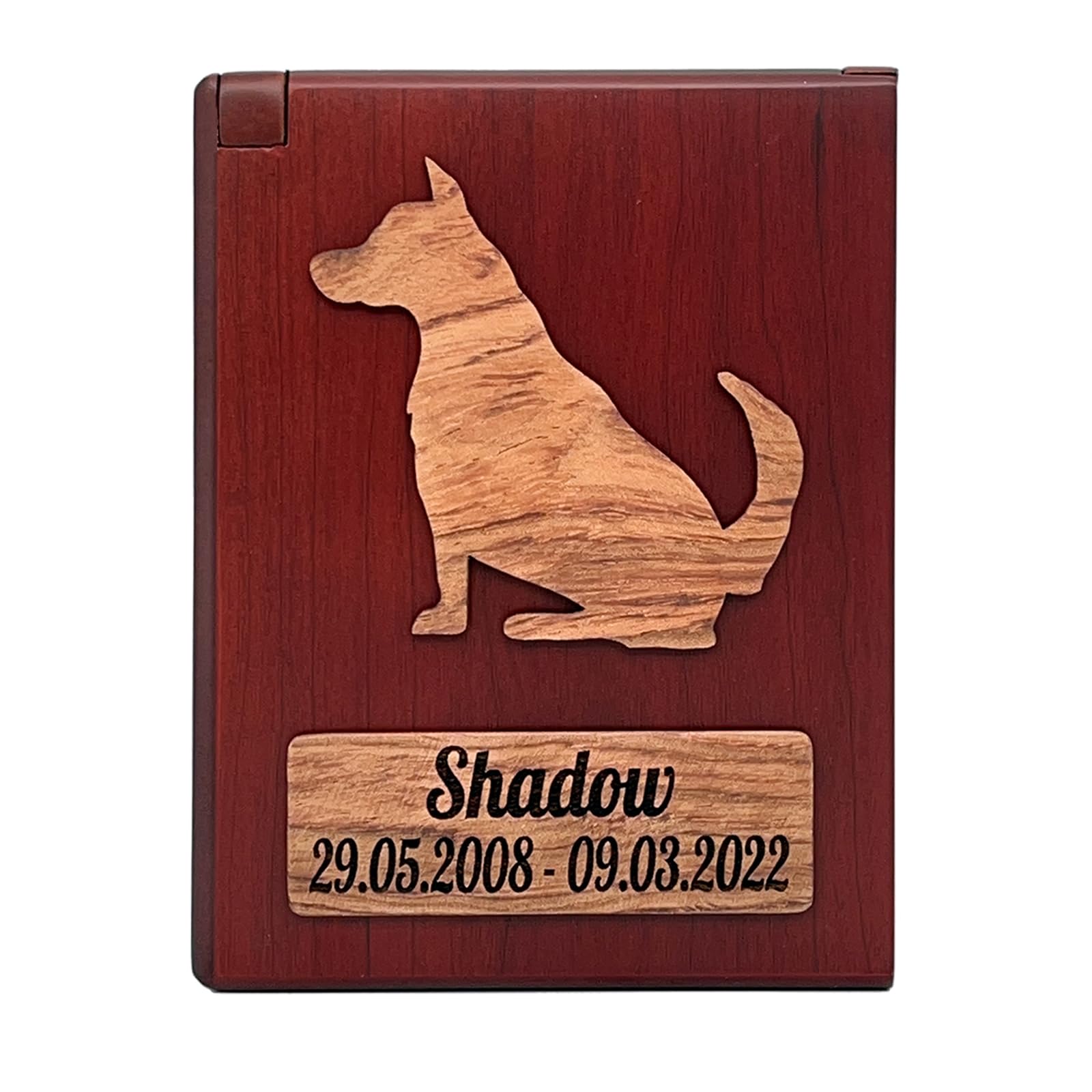 nome e data personalizzati, incidere il testo della benedizione, urna personalizzata, urna per animali domestici per cani e gatti, scatola di legno souvenir. (F)