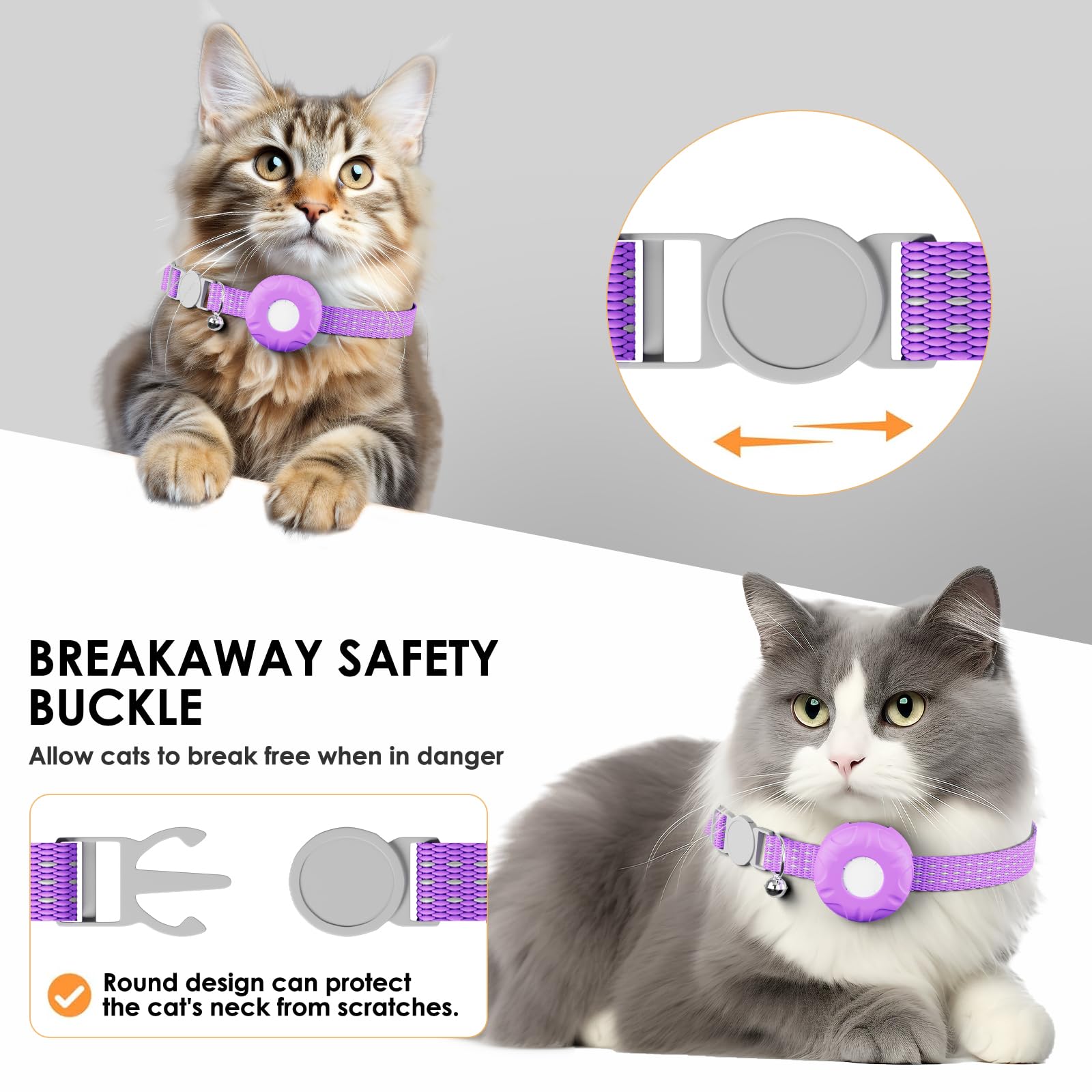 Traqueur GPS Bluetooth, mini traqueur GPS pour chien, chat avec colliers pour chat, traqueur GPS sans frais mensuels, fonctionne avec Find My App (uniquement iOS), étiquette de recherche pour animaux