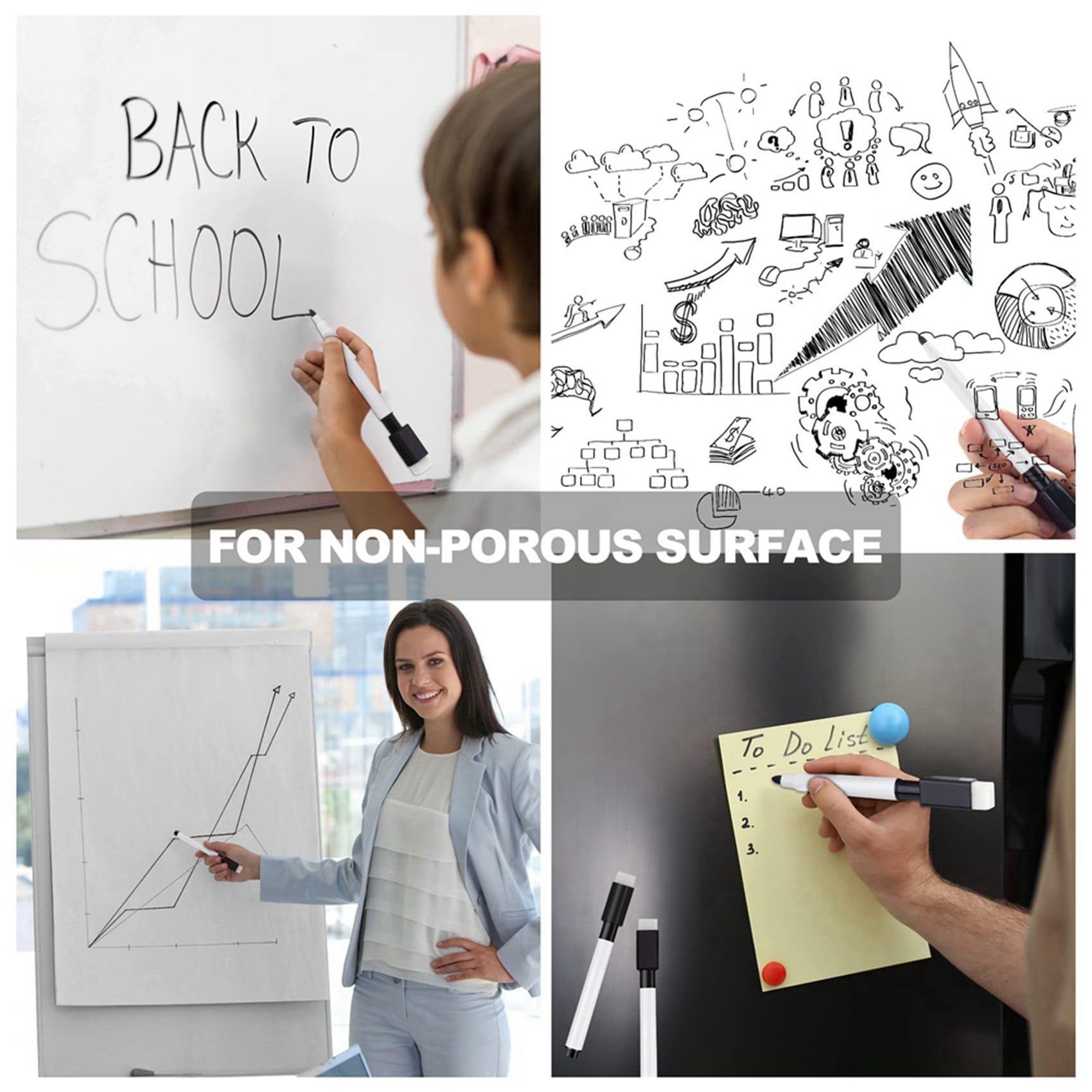 Magnetischer Whiteboard-Stift, LöSchbarer Marker, 192Er-Pack Whiteboard-Marker, Trocken Abwischbarer Marker mit LöSchkappe, Schwarz