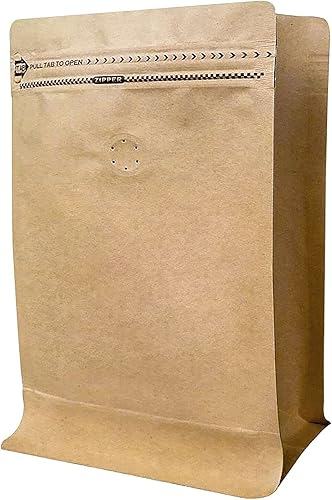 Bolsas de café de 1 libra, bolsas de papel kraft con válvula, 50 bolsas de café de pie para almacenamiento de granos de café, 16 onzas (50 piezas)