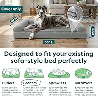 Vista 3 de Furhaven - Funda de repuesto para cama de perro de felpa y gamuza estilo sofá, lavable a máquina, color gris, tamaño jumbo plus (XXL)