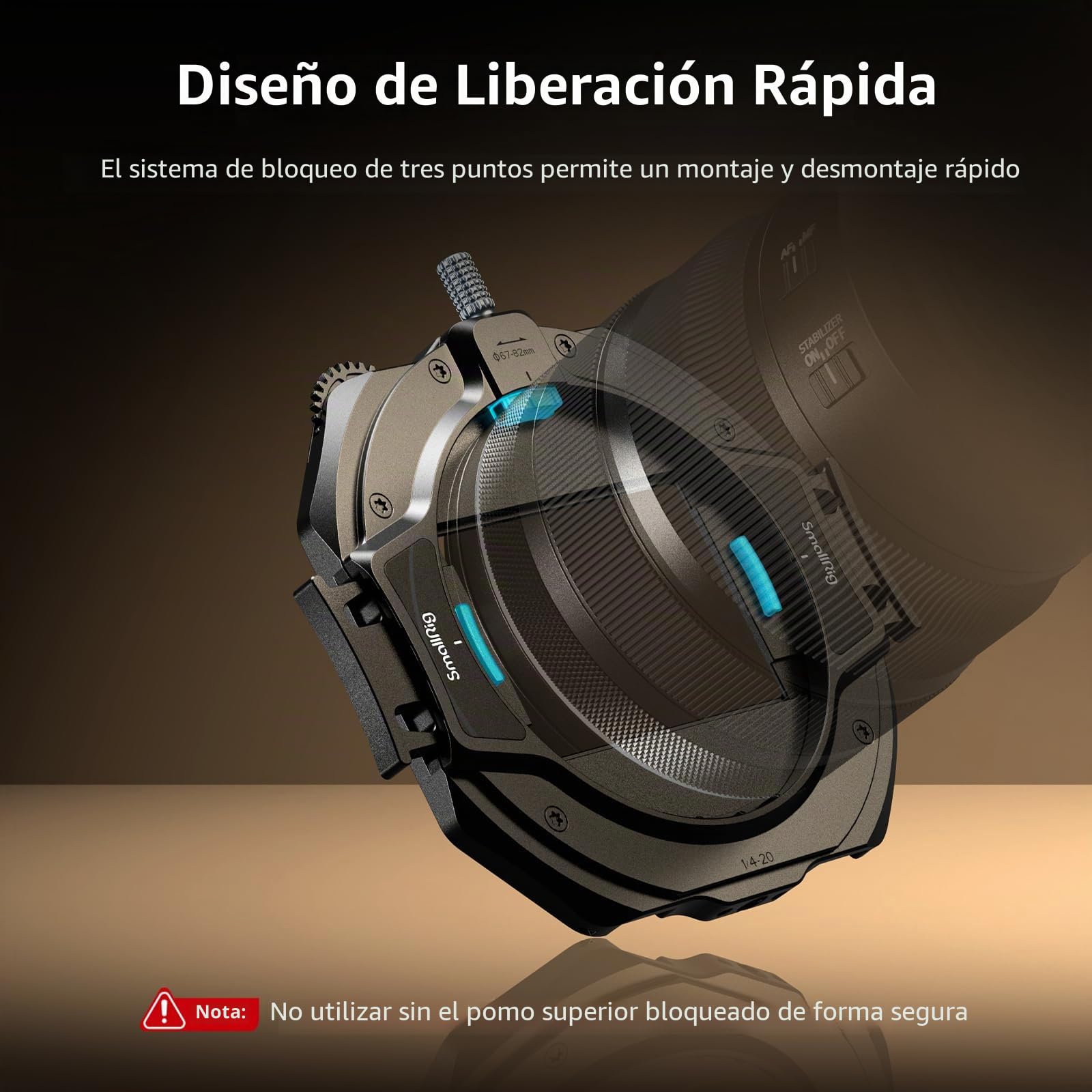 SMALLRIG Matte Box (Lite) de Liberación Rápida con Abrazadera Ajustable de 67 mm a 82 mm (2,6 a 3,2 Pulgadas), Diseño Compacto sin Viñeteado con Marco de Filtro de 4 x 5,65", Bandera Superior - 4409