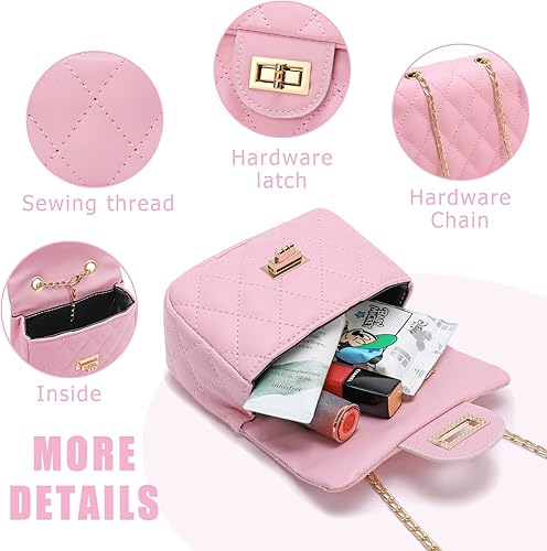 Miniatura 5 de Bolso para niñas pequeñas, bolso de hombro para niños pequeños, bolso cruzado de princesa, bolso para niñas con gafas de sol, Rosado, Moda