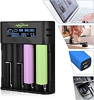 Vista 6 de 4 ranuras 21750 21700 cargador de batería, 4 ranuras Ni-MH AA 18650 cargador de batería 21700 para 20700 22700 22650 26650 26700 16340 (RCR123)