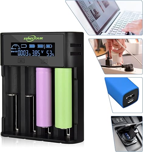 Miniatura 6 de Cargador de batería 21750 21700 de 4 ranuras, SUNLYTOUR 4 ranuras Ni-MH AA 18650 Cargador de batería 21700 para 20700 22700 22650 26650 26700 26700