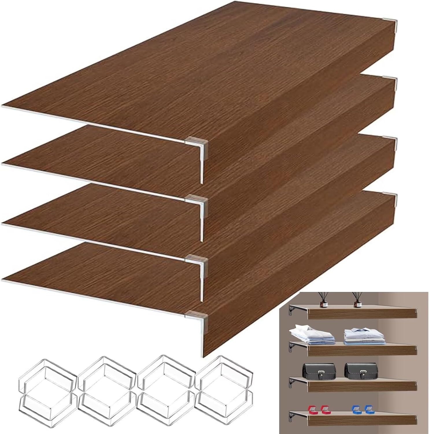 Wire Rack Covers 20 x 10 x 3in Walnut Color Wire Rack Covers for ...