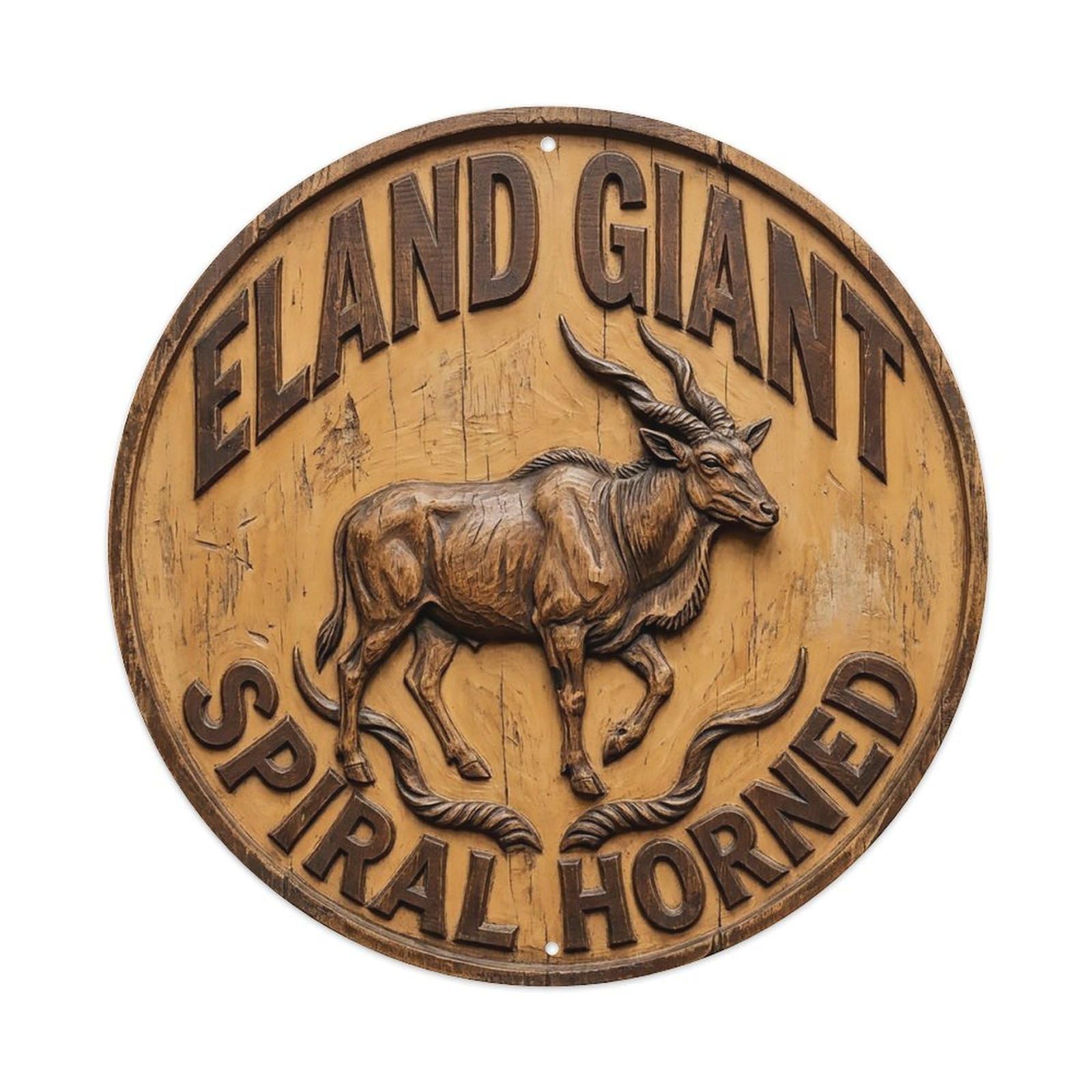 Cxhjca 8X8inch(20X20cm) Eland Giant Spiral Horned Metal Tin Sign