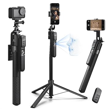 K&F CONCEPT 71 Face Tracking Tripod, Auto Face Tracking Selfie Stick, Auto Face Tracking Tripod 360 Totation with Stand, Gesture Control, Remote Control, Compatible with iPhone Android Pocket 4/3