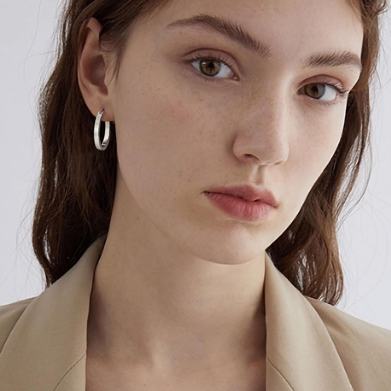 Gacimy Flatted Hoop Earrings for Women 14K Gold Plated with 925 Sterling Silver Post - Image 9