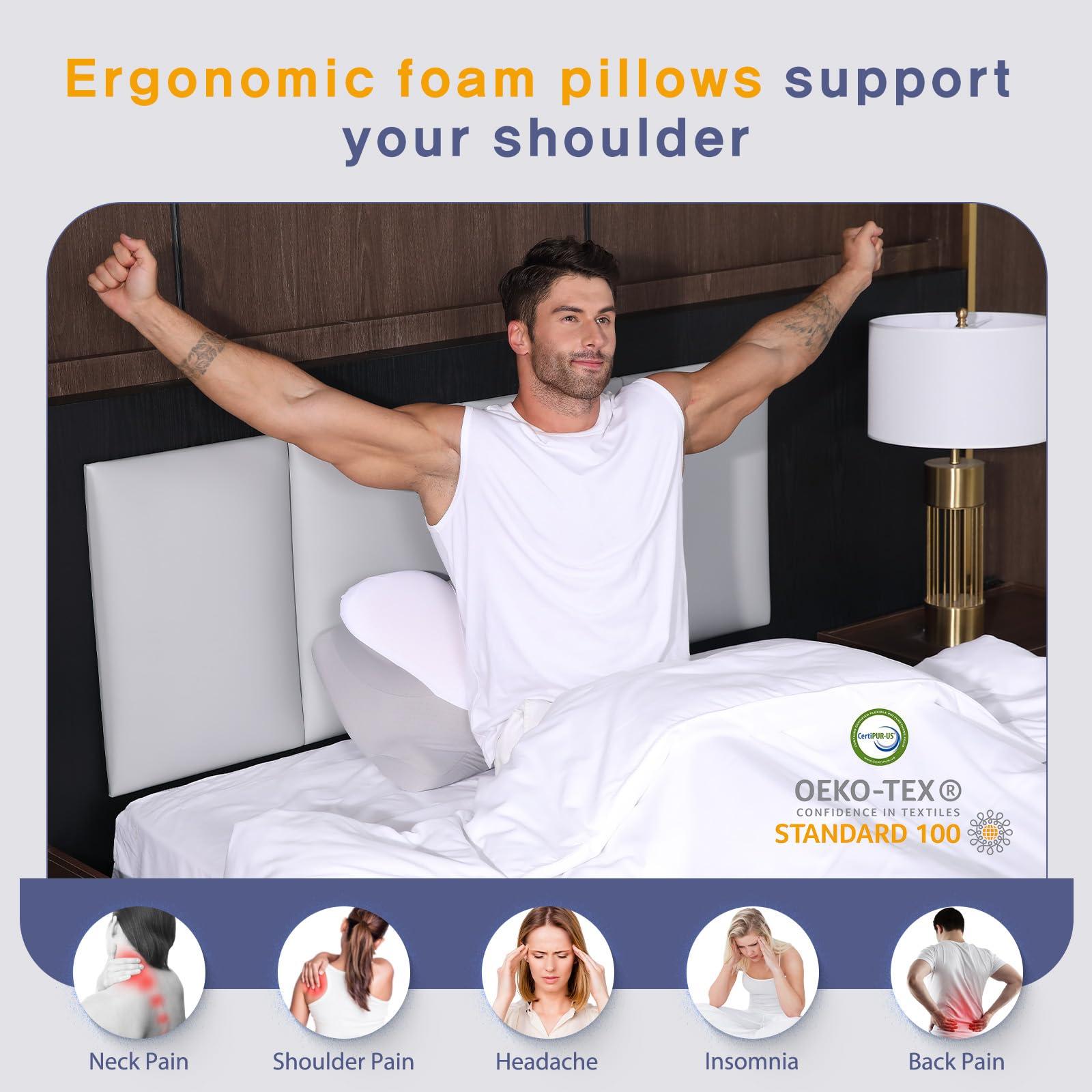 Amazon｜横向き寝枕 - 首の痛みを和らげるメモリーフォーム枕、人間