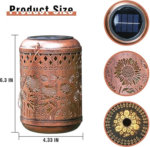 Vista 20 de esgarden Paquete de 2 faroles para exteriores mejorados de 15 lúmenes, regalos de jardinería, faroles solares para patio, luces colgantes