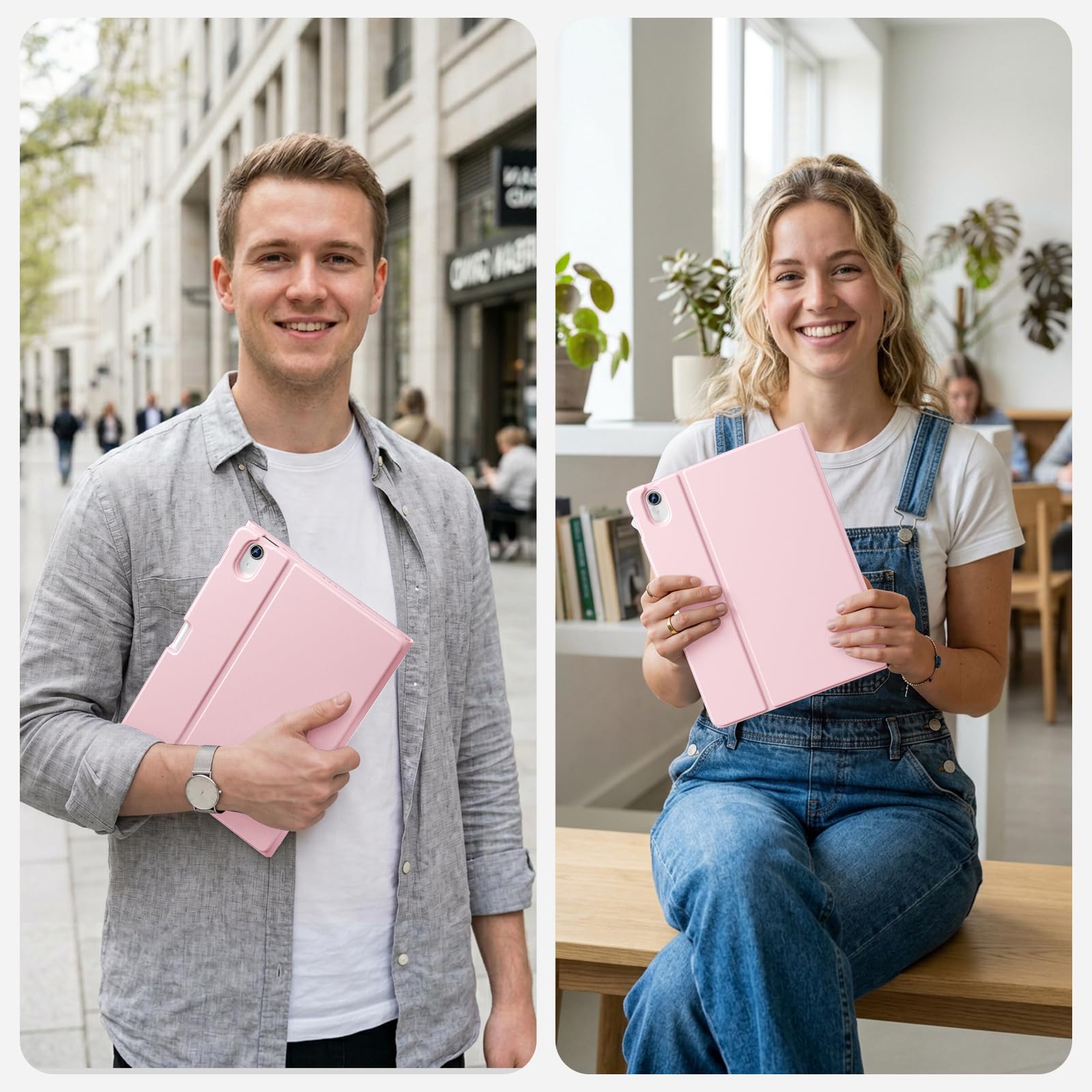 Coque Clavier pour iPad Air 11 Pouces (M4 2026/M3 2025/M2 2024), Étui Keyboard pour Air 4/5ème Génération 2020 2022 avec Rétroéclairage à 7 Couleurs et Porte-Crayon, Clavier AZERTY, Rose