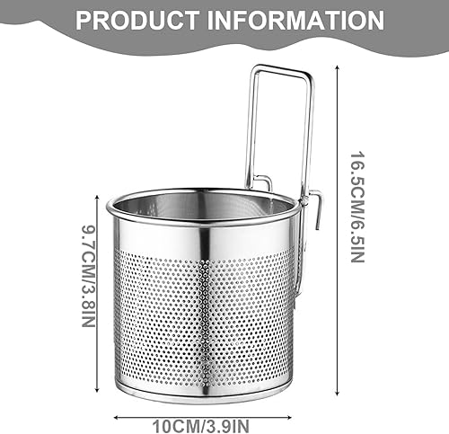 Miniatura 7 de Noodle Strainer Basket, Fine Mesh Stainless Steel Pasta Strainer with Handle, Versatile Kitchen Noodle Basket for Cooking and Frying