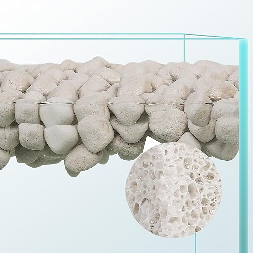 UPETTOOLS Medios de filtro biológico de acuario, bio de cerámica flotante de 1.2 pulgadas con área de superficie masiva porosa para agua dulce y