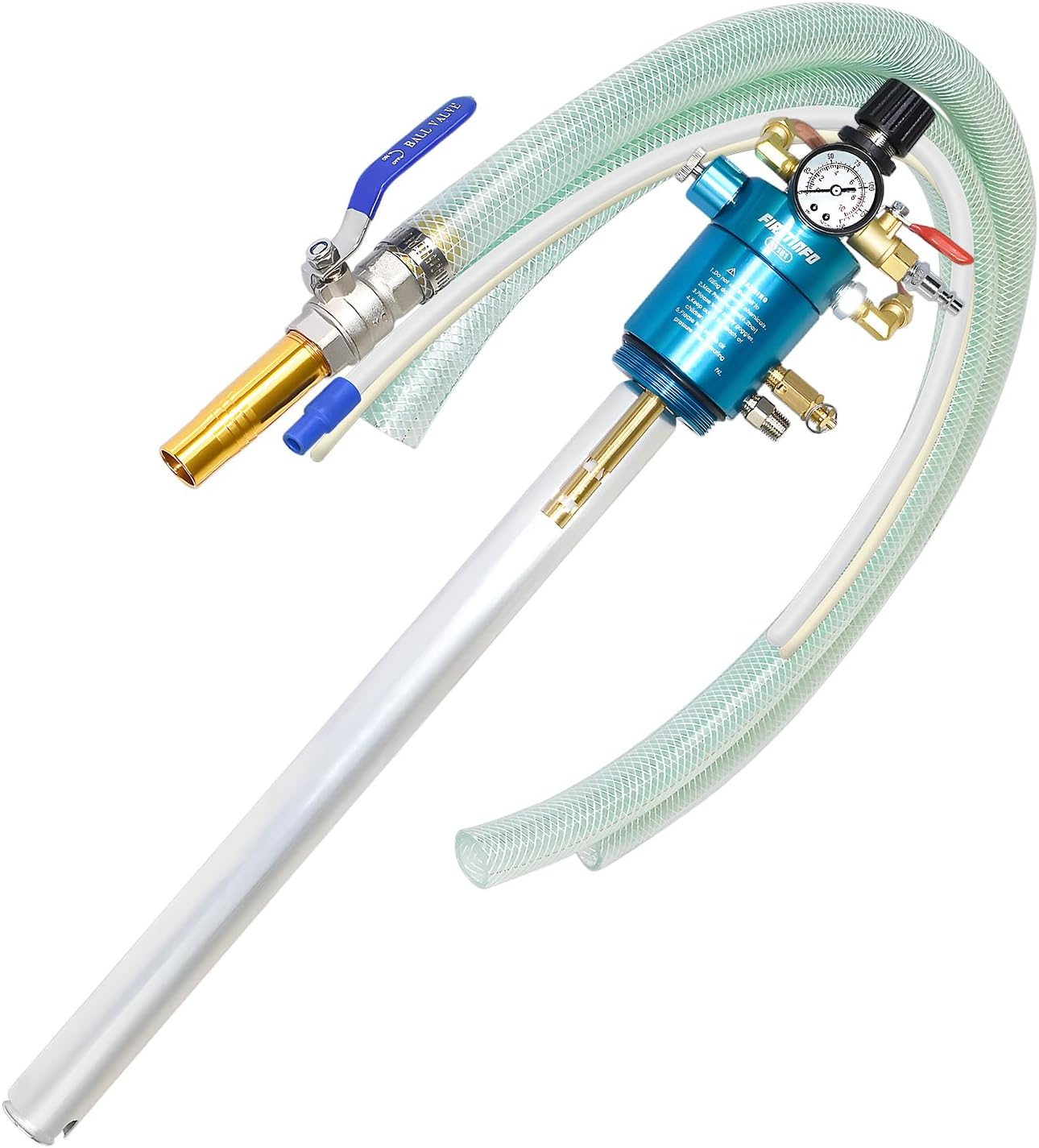 FIRSTINFO A1181US Pneumatic High Flow Oil Barrel Drum Pump, Two-Way Air Operated Oil Transfer Extractor & Dispenser (1:1) for 50 Gallon (200 Liter) Metal Tank