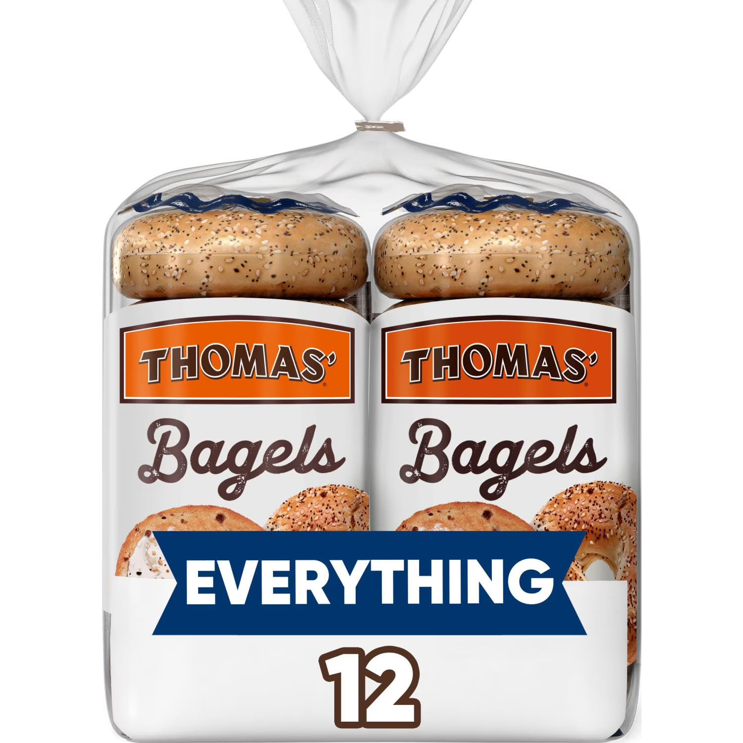 Thomas' Everything Bagels, 12 Count - 10g Protein, Pre-Sliced, Savory Seeds Onion Garlic - 40 oz High Protein Bagels