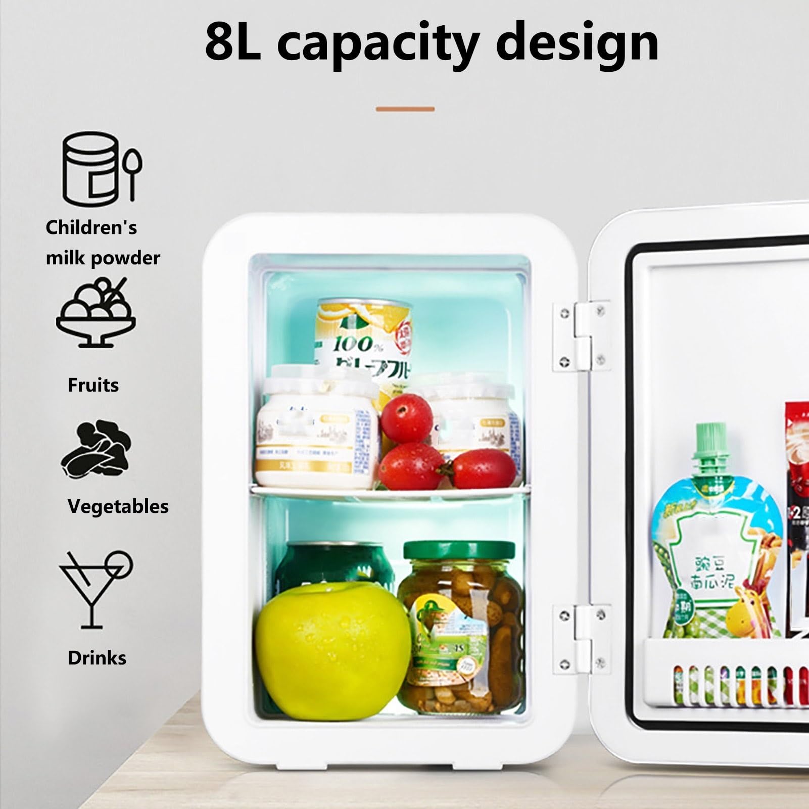 8L Mini Frigo Piccolo Frigorifero Per La Cura Della Pelle Display Digitale Frigo Per Bevande Alla Birra Con Controllo Della Temperatura Riscaldatore Per Alimenti E Bevande Per Auto Campeggio Viaggi (