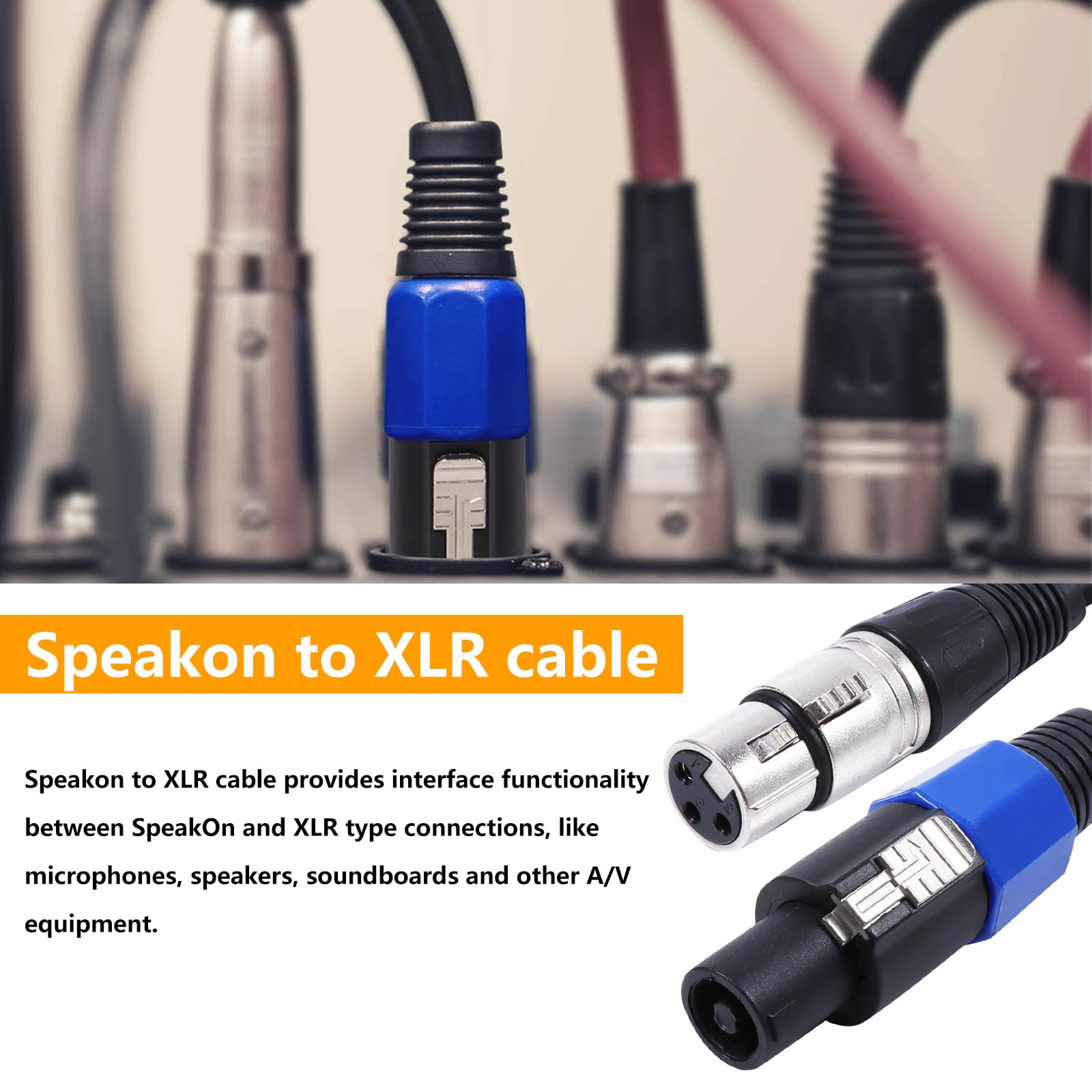 HBU 1 x kabel Speakon do XLR żeński 4,6 m – 1 x 3-biegunowy kabel przedłużający do mikrofonu audio z blokadą obrotową – 4,6 m, męski na XLR