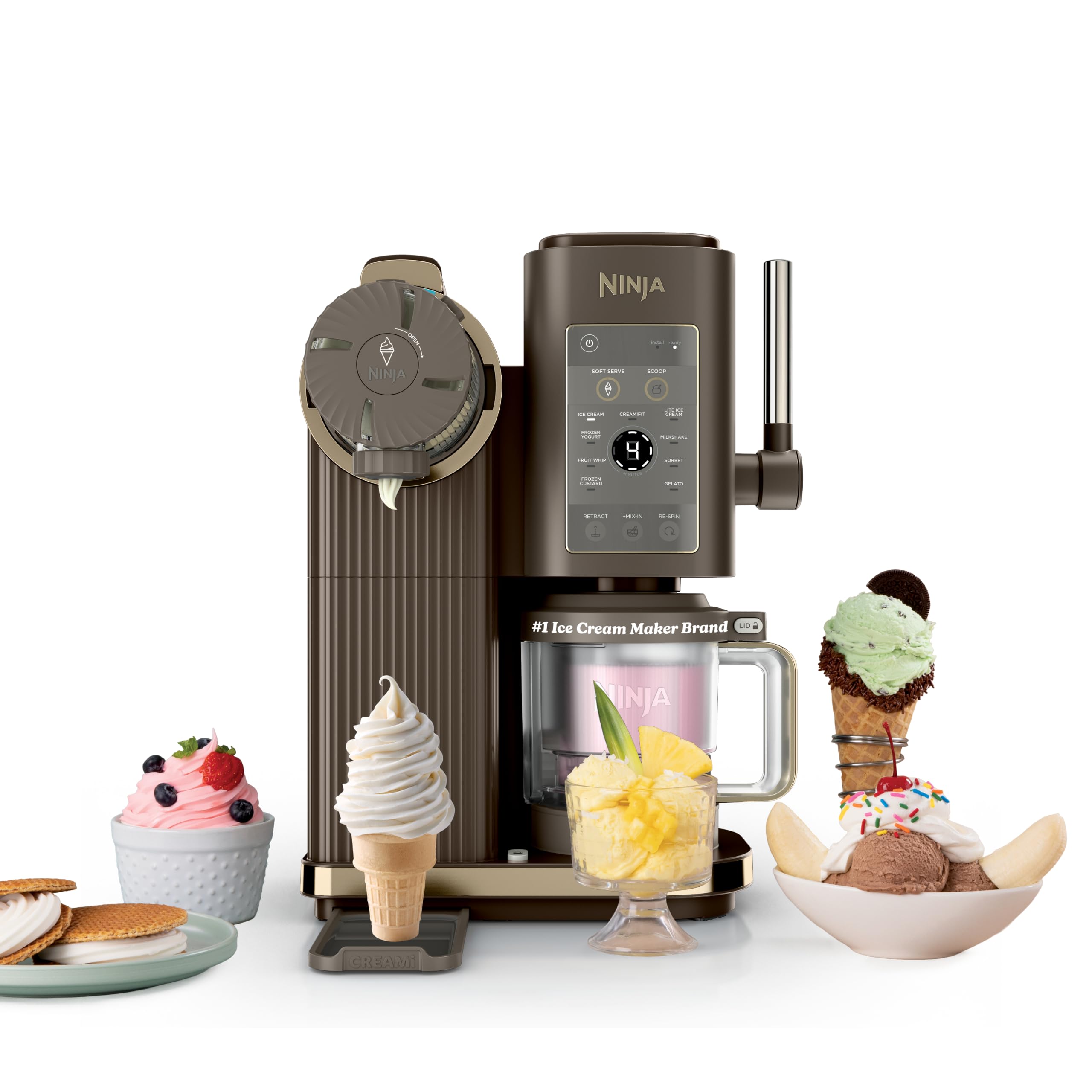 Ninja Creami Scoop &amp; Swirl 13-in-1 Ice Cream and Soft Serve Maker, NC701BR